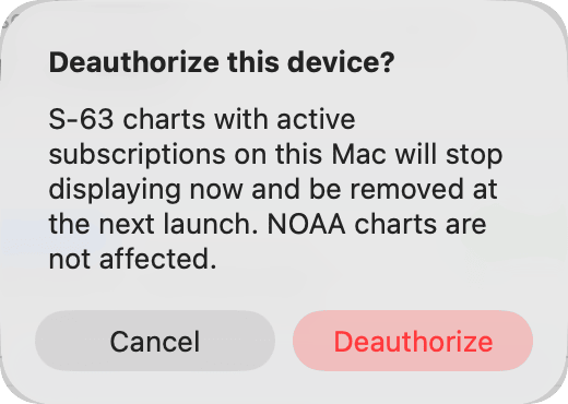 "Deauthorize this device?" confirmation for This Mac