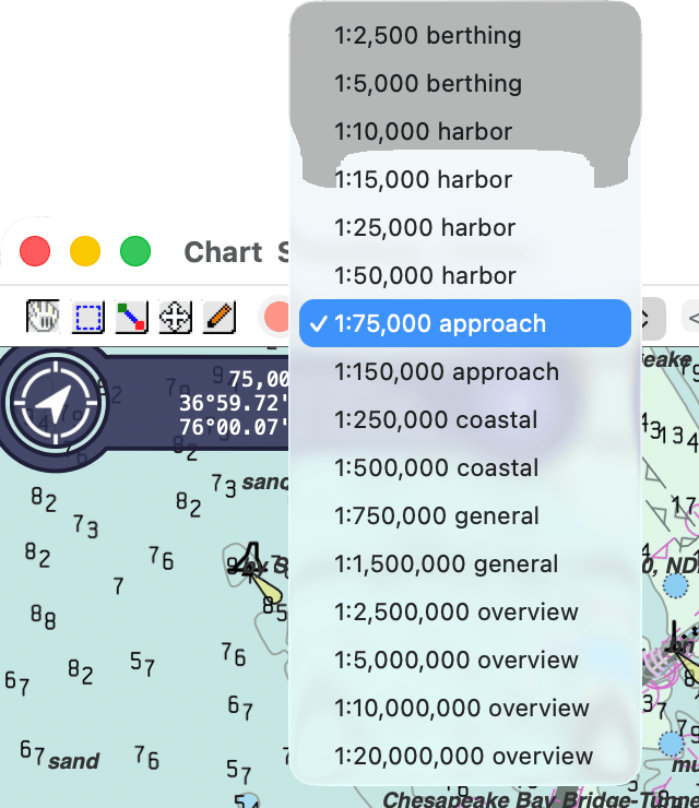 toolbar scale menu open