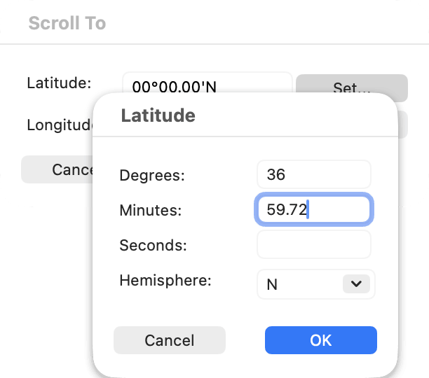 Scroll To window with the Latitude window open in front of it