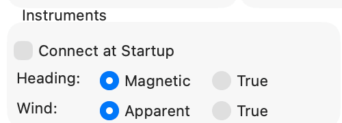Settings window, Instruments group